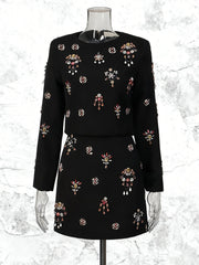 Fashion Rhinestone Embellished Two Piece Set