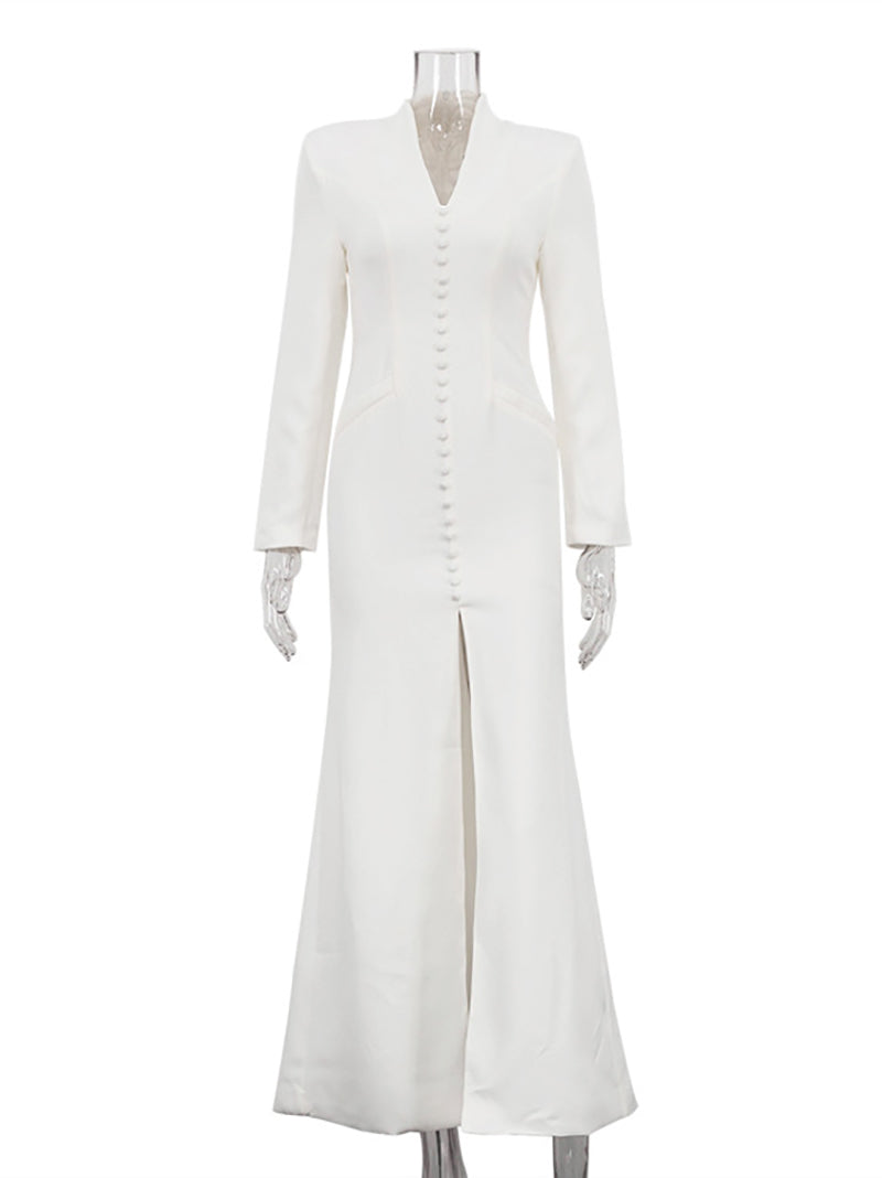 Fashion V-Neck High Slit Party Club Dress