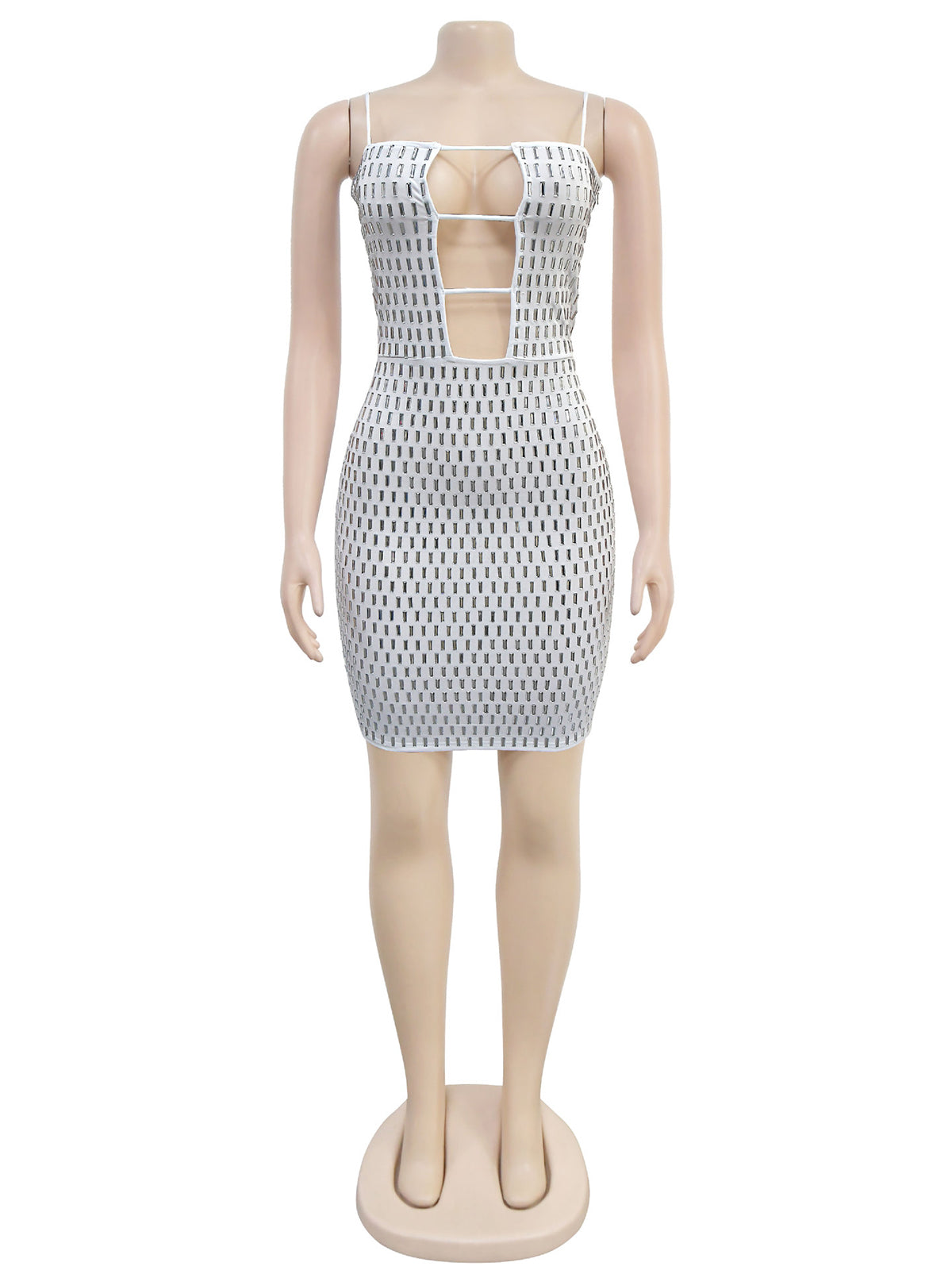Elegant Rhinestone Hollow Out Party Mini Dress