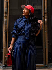 Striped Tie Shirt and Pants Set