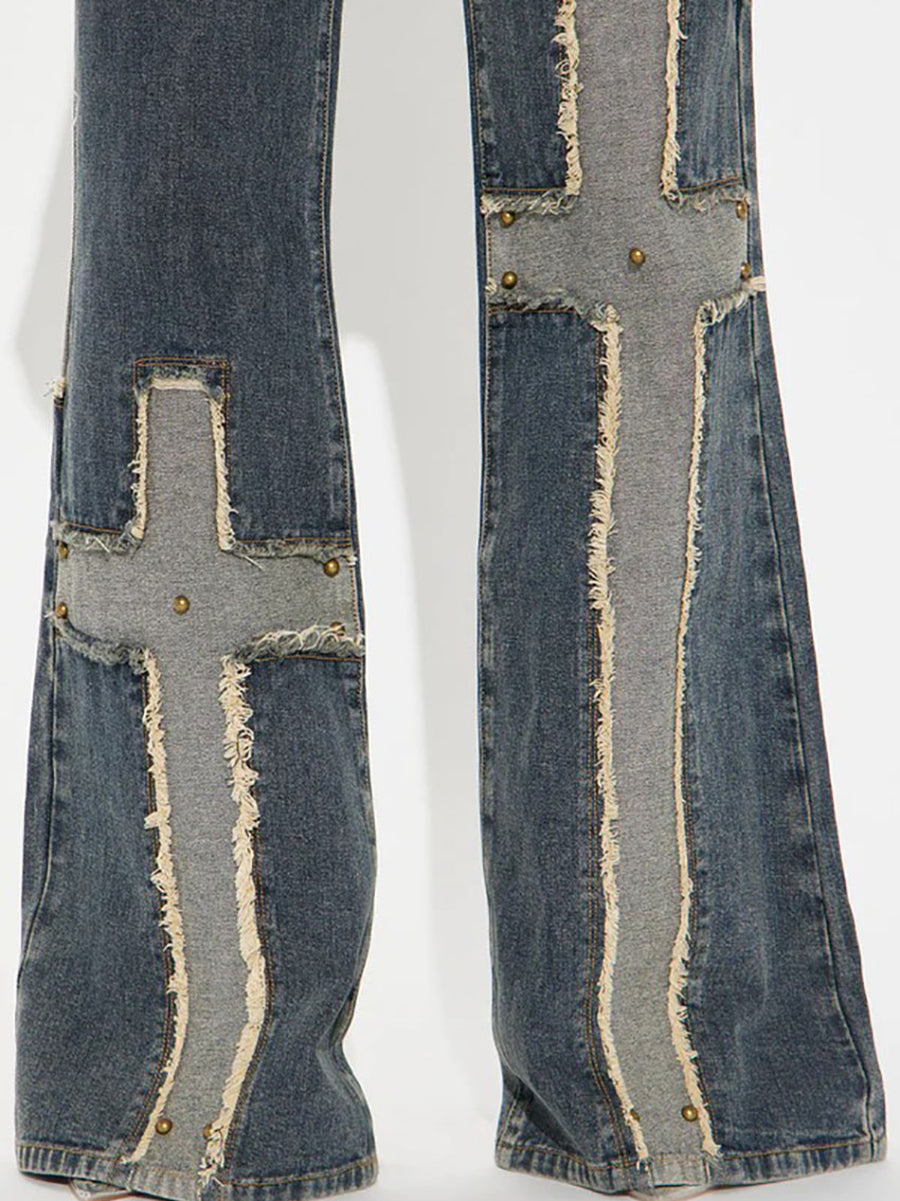 Street Punk Cross Straight Leg Jeans