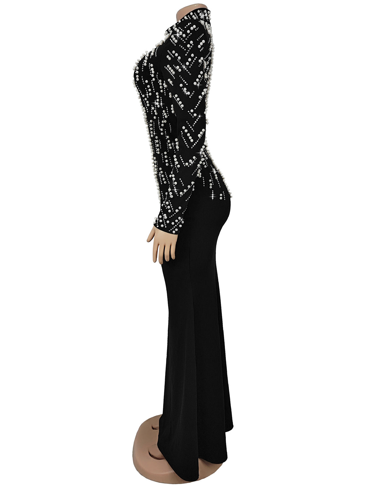 Elegant Beading Embellished Bodycon Maxi Dress