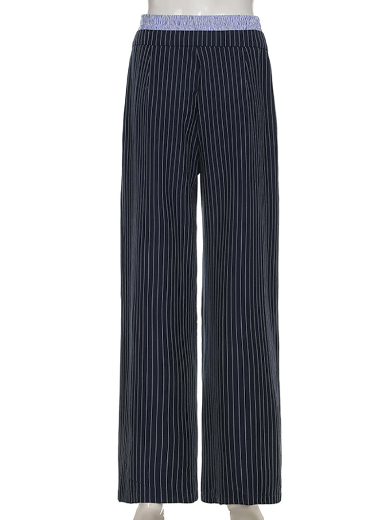 Fashion High Waist Striped Straight Leg Pants