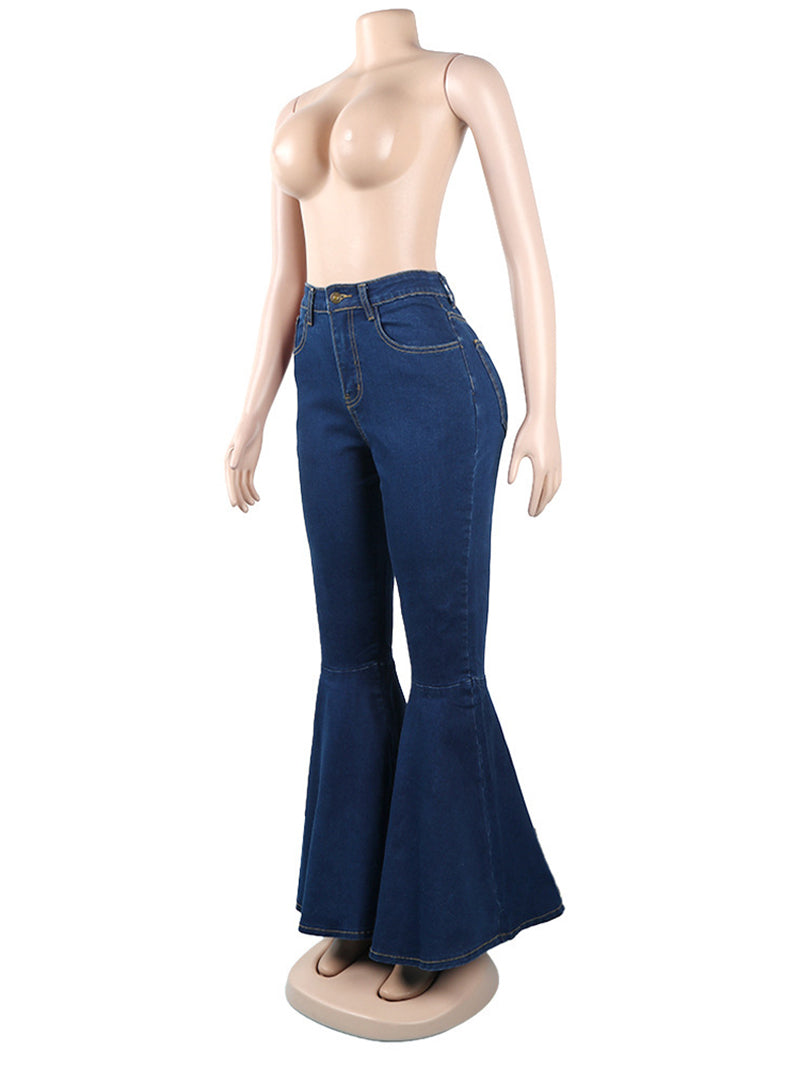 Fashion Stretchy Bell Bottom Denim Pants Jeans