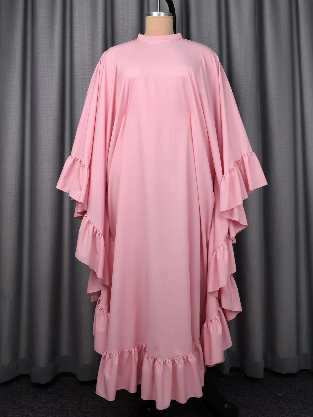Elegant Loose Half High Neck Ruffles Maxi Dress