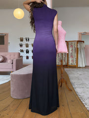 Elegant Cheongsam Style Floral Print Slim Maxi Dress