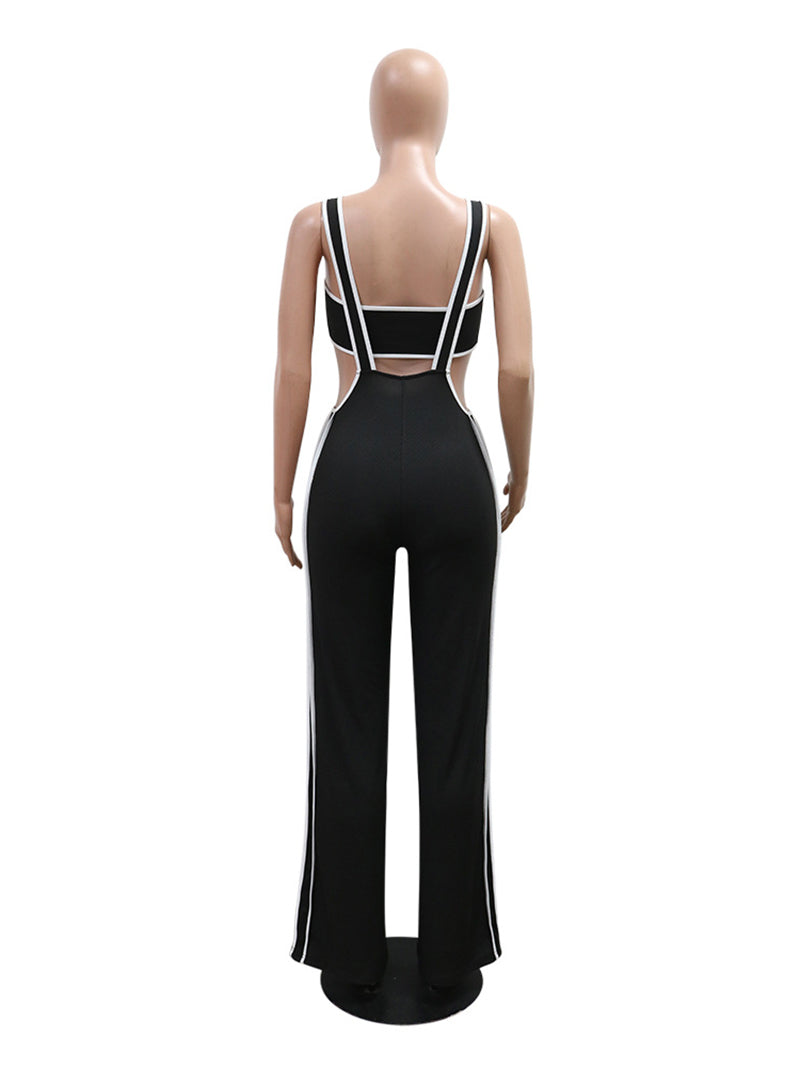 Sexy Crop Tops Skinny Straps Flared Pants Set Jumpsuits