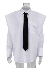 Fashion Lapel Tie Decoration Long Sleeve Shirt