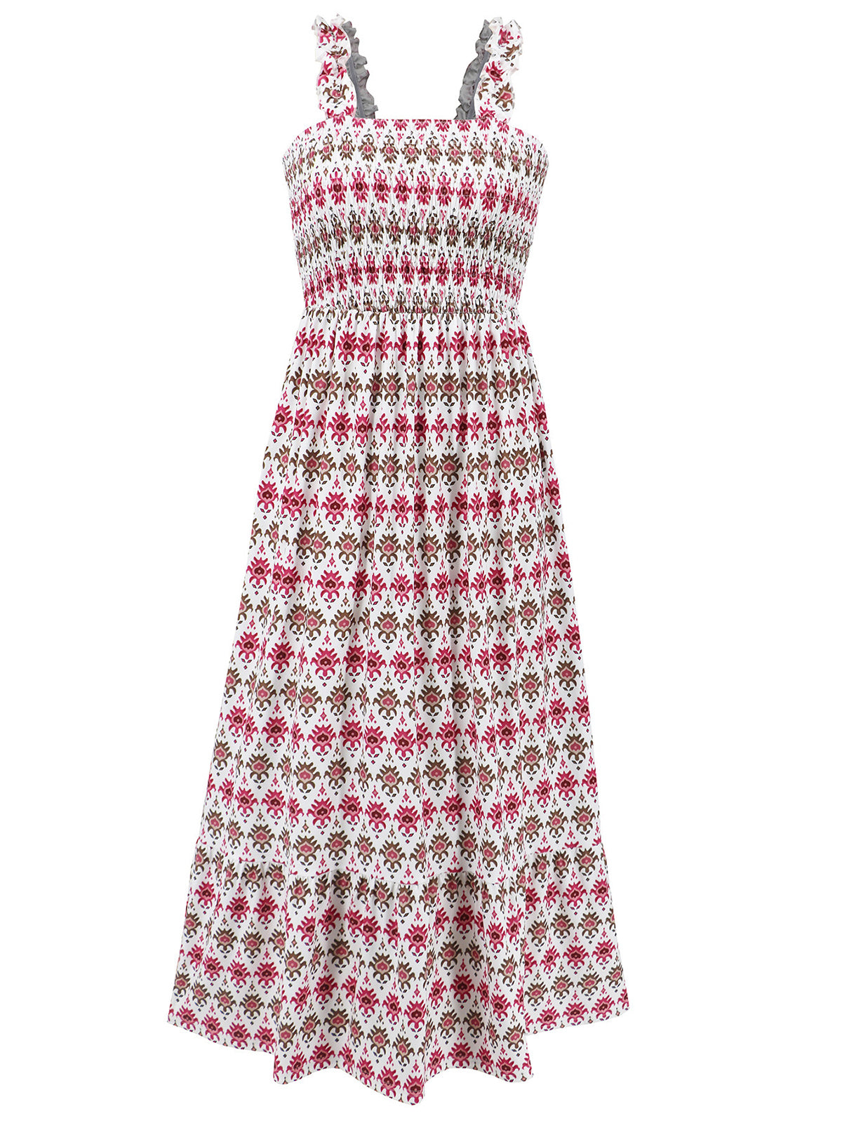 Casual Print Spaghetti Strap Square Neck Maxi Dress