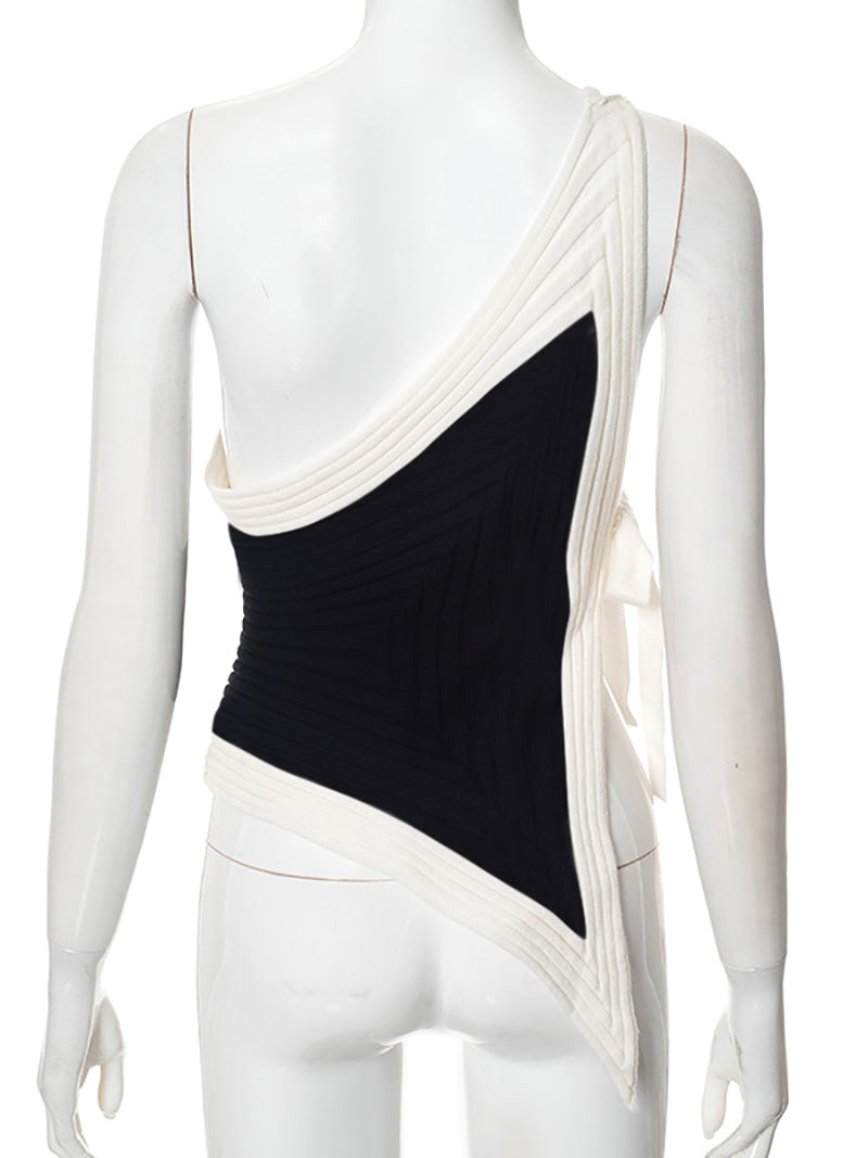 Sloping Shoulder Asymmetry Bandage Sweater Top