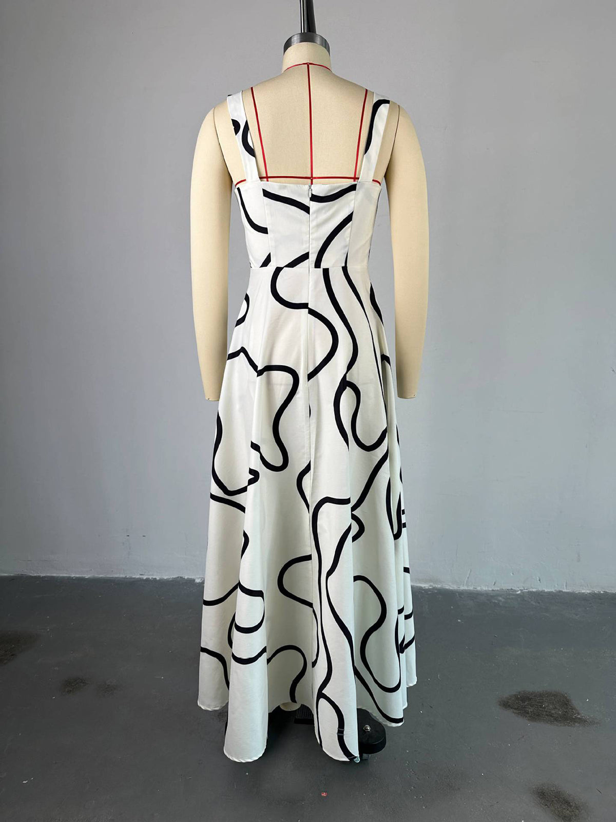 Casual Print Square Neck Pocket Maxi Dress