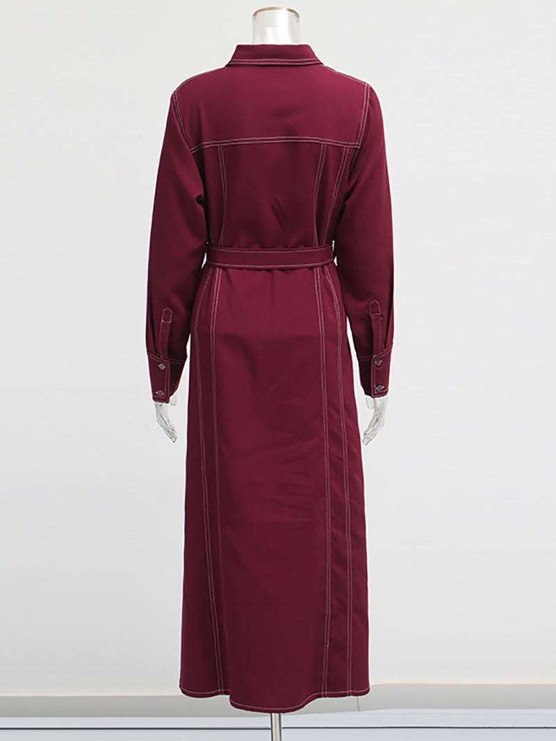 Elegant Single-Breasted Cardigan Lace-up Coat