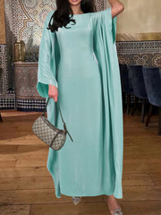 Batwing Sleeve Satin Loose Maxi Dress