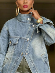 Asymmetric Cropped Denim Jacket