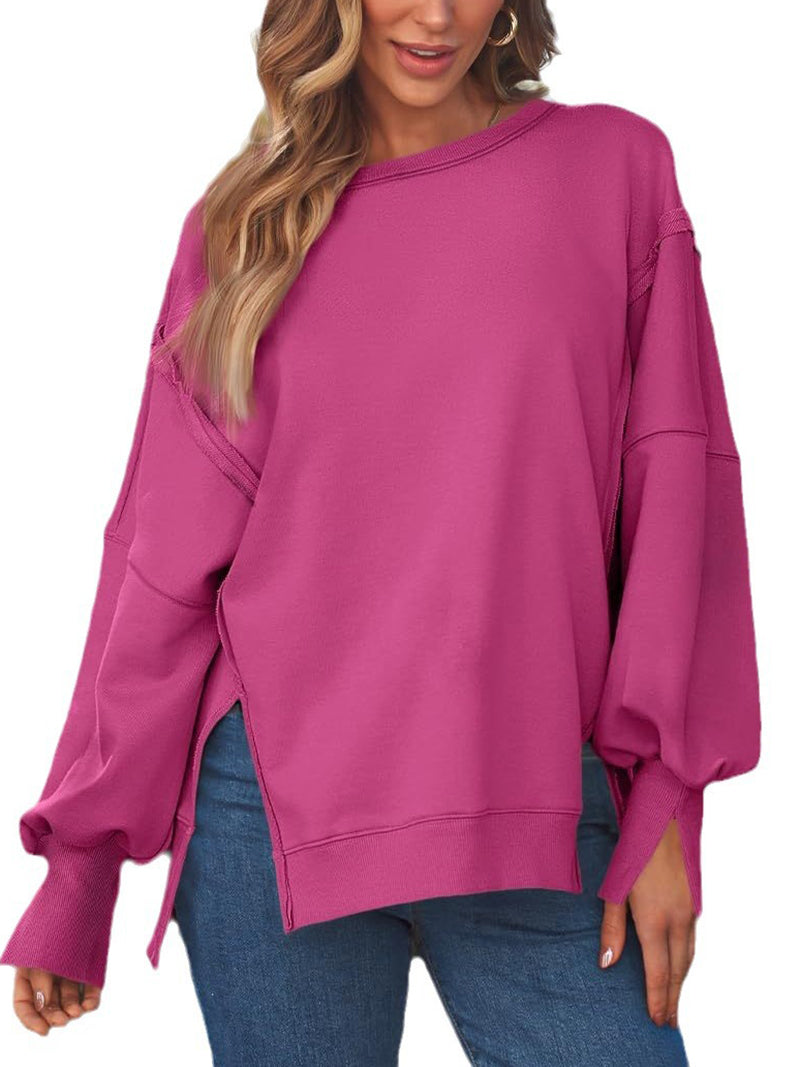Casual Round Collar Long Sleeve Oversized Sweatshirt