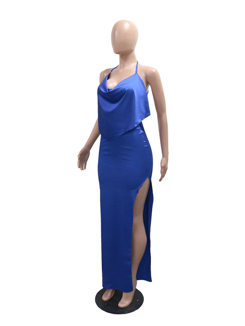 Sexy Deep V Backless High Slit Club Maxi Dress