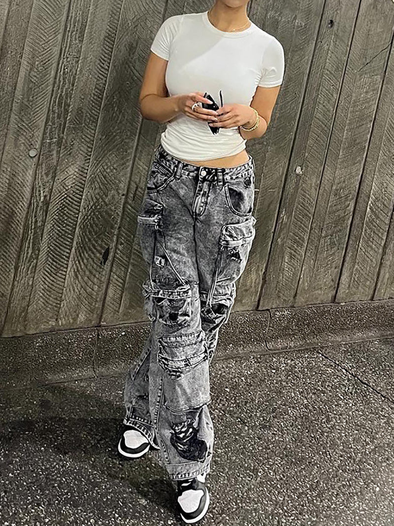 Casual Loose Straight Jeans Cargo Pants