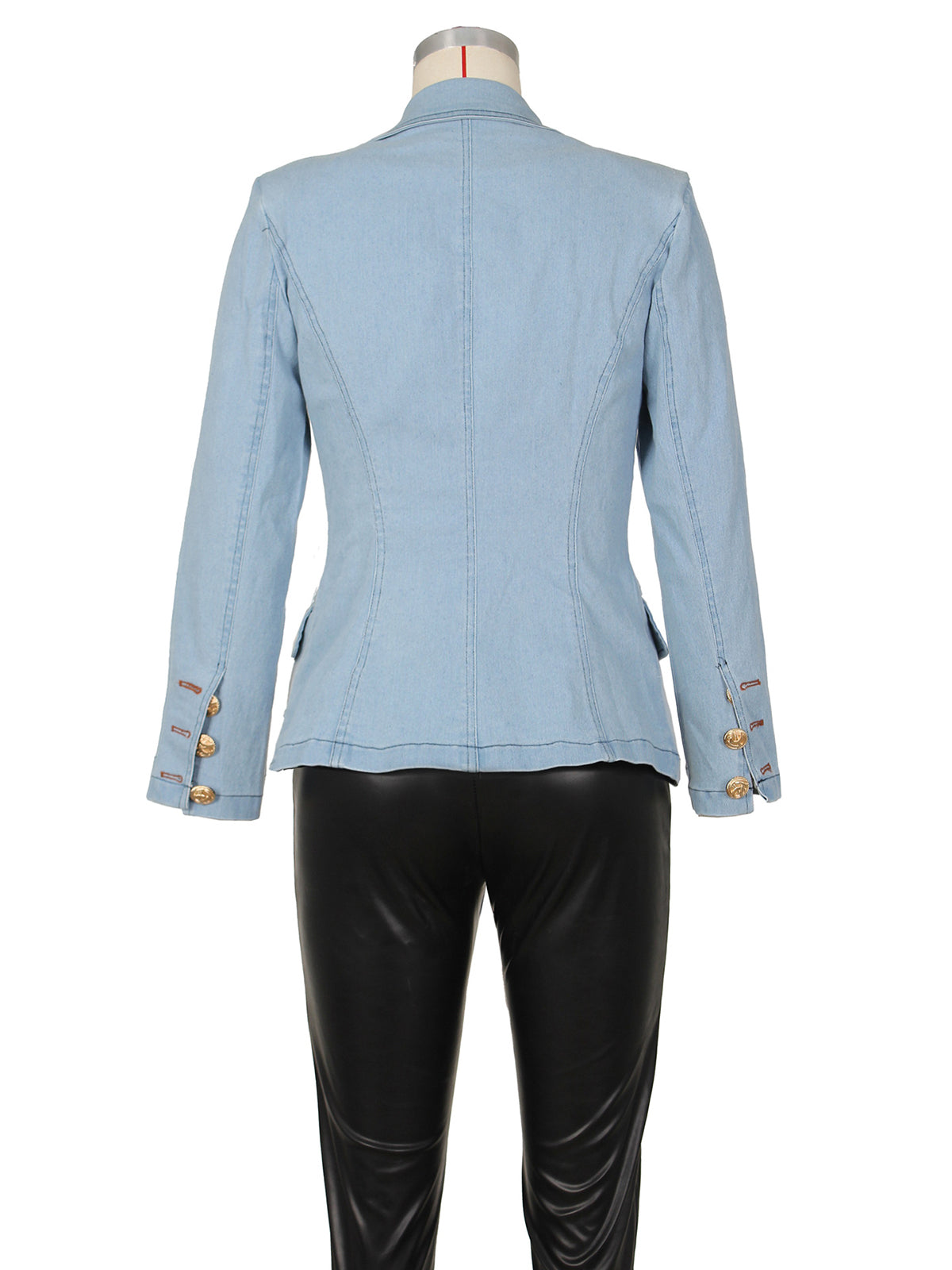 Casual Double-Breasted Denim Blazer