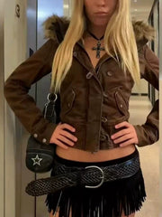 Faux Fur Hooded Cropped Jacket