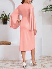 Fashion Cloak Sleeve V Neck Patry Dress