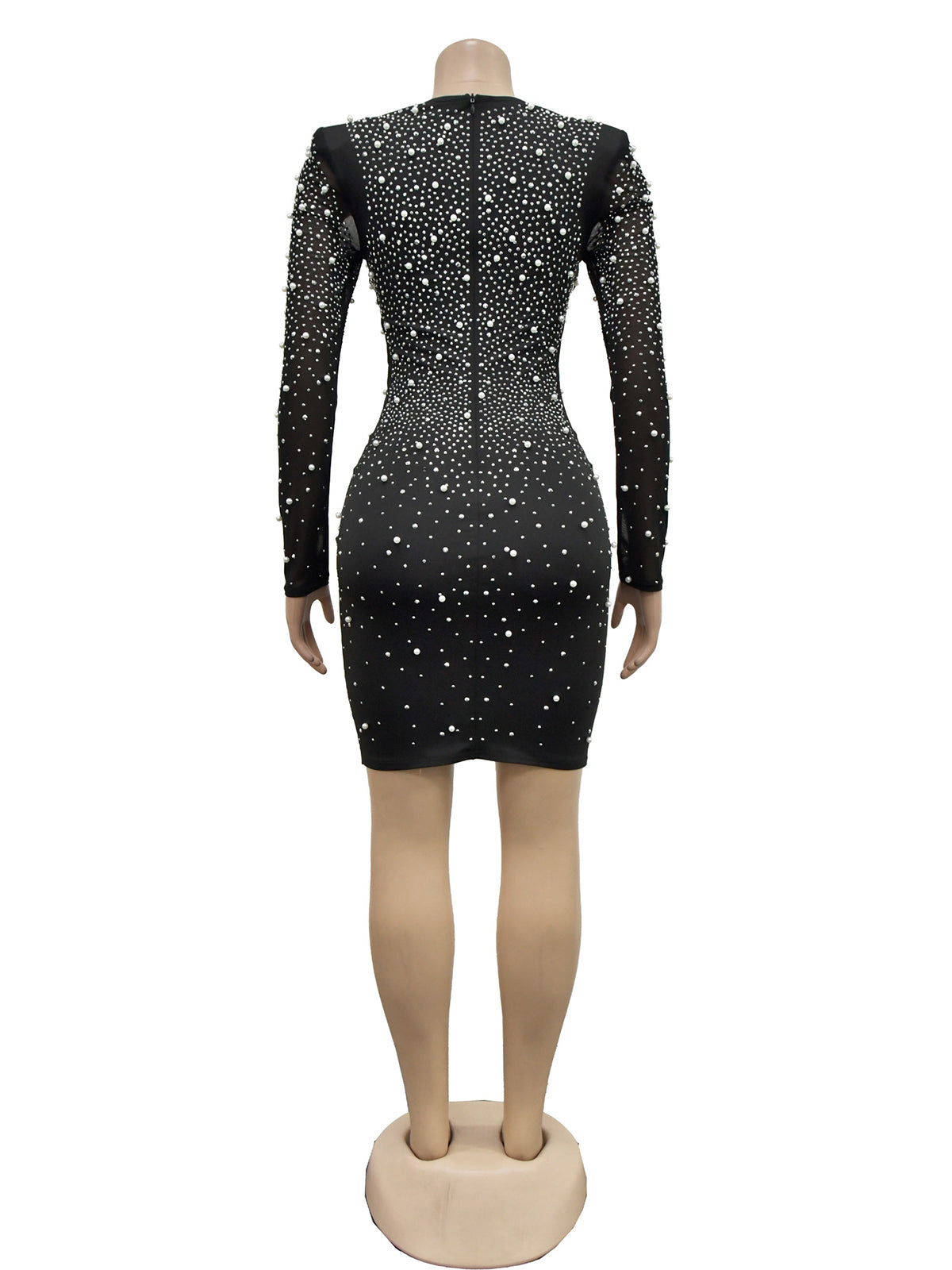 Sexy Mesh Sheer Rhinestone Bodycon Dress