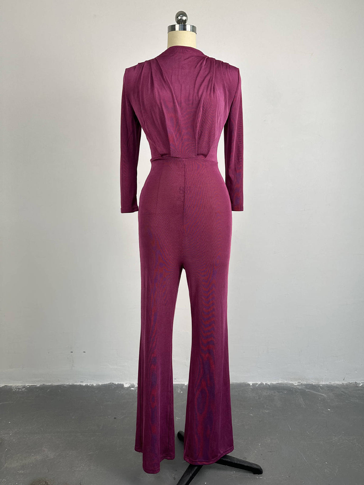 Half High Collar Long Sleeve Pleated Jumpsuits