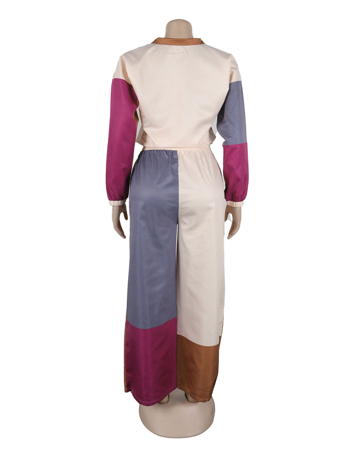 Color Block Patchwork Crop Top And Pants Sports Set