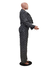 Casual Checkered Denim Jacket Baggy Jeans Set