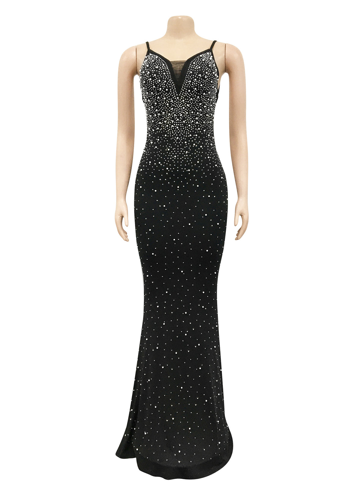 Sexy Spaghetti Strap Backless Rhinestones Evening Dress