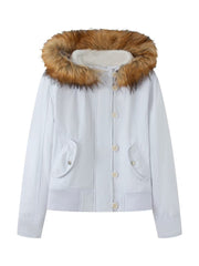 Faux Fur Hooded Cropped Jacket