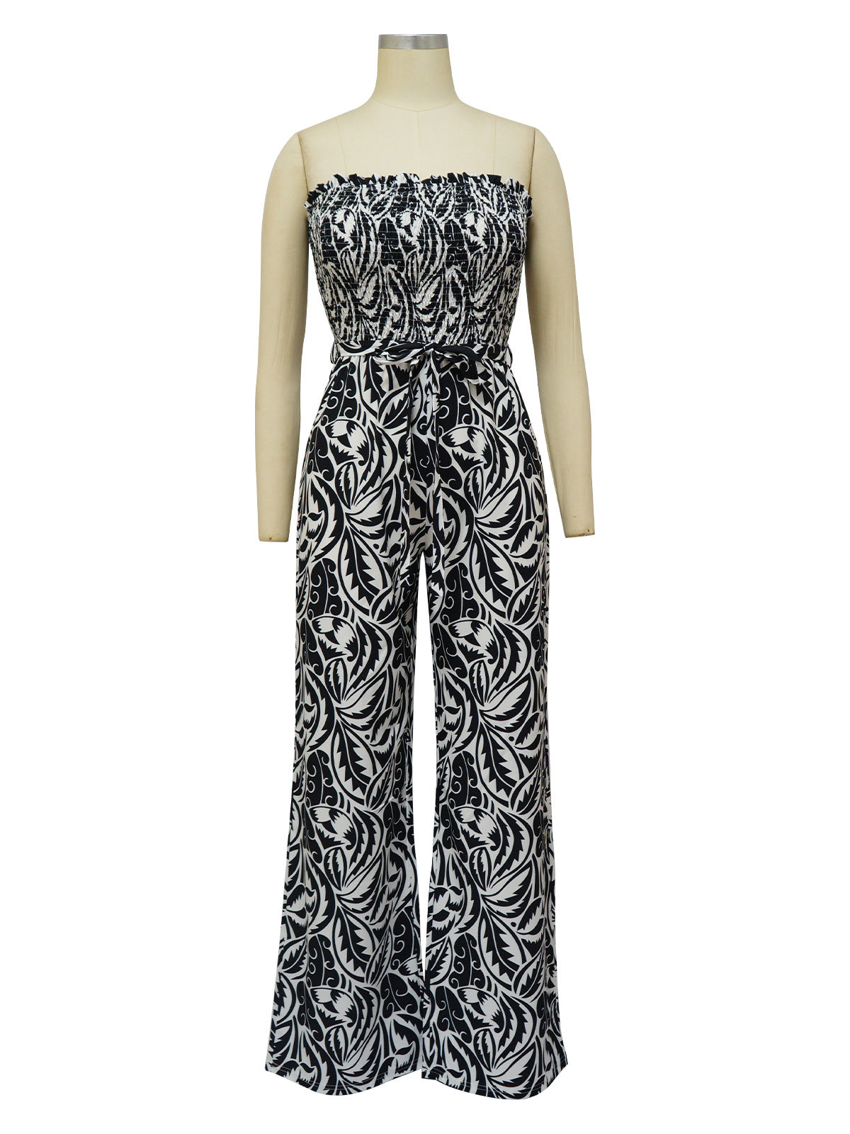 Fashion Strapless Print Wide leg Jumpsuit