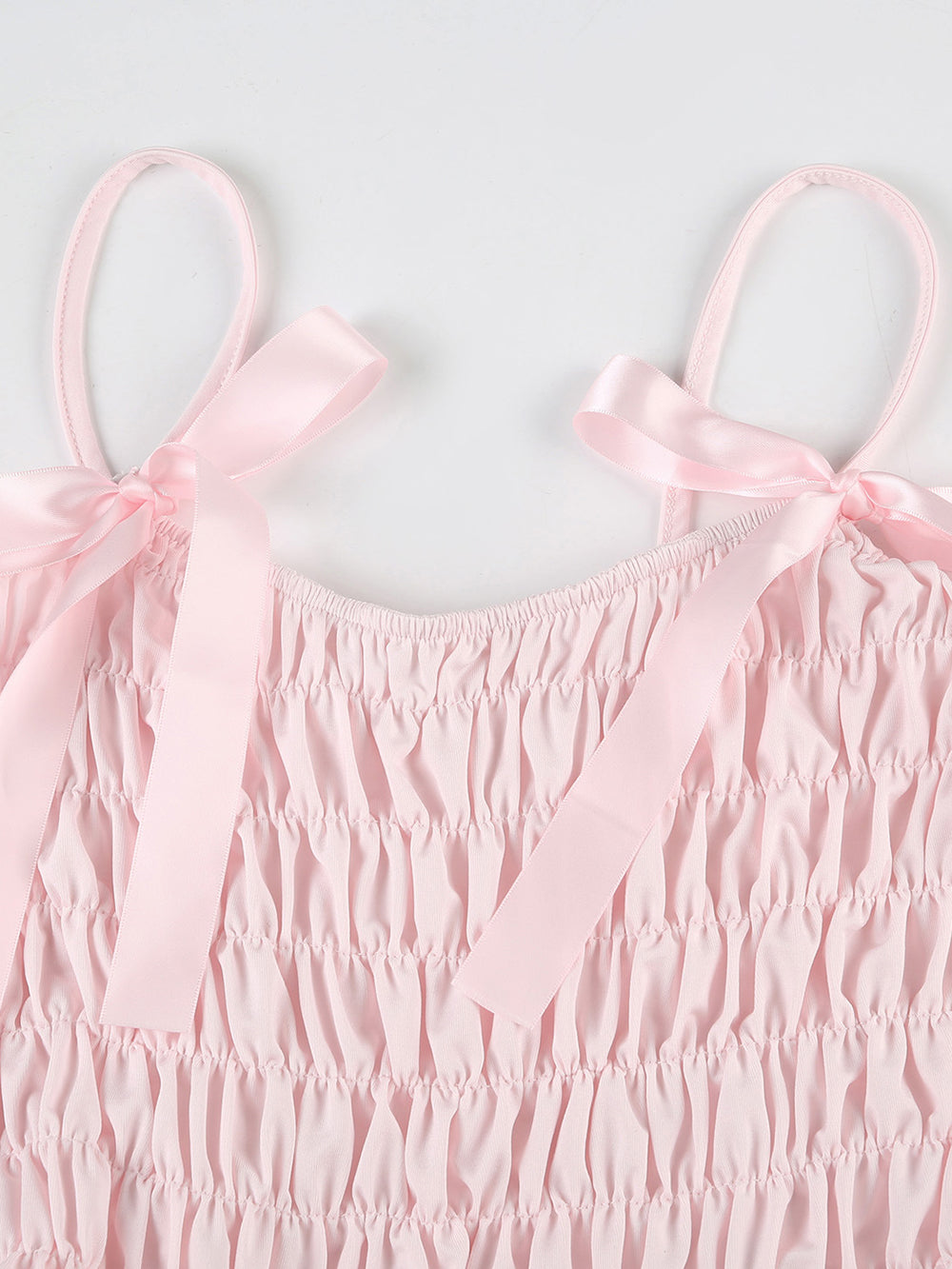 Sexy Bow Spaghetti Strap Top Ruffle Shorts Sets