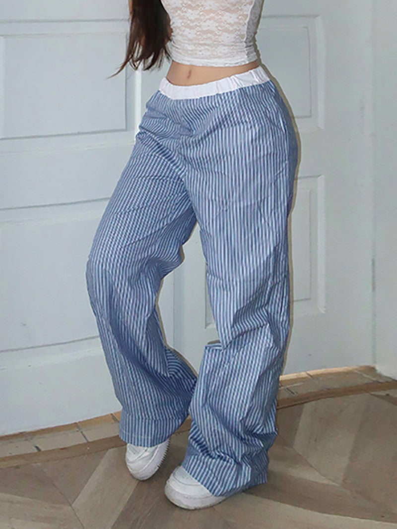 Casual Loose Striped Wide Leg Pants