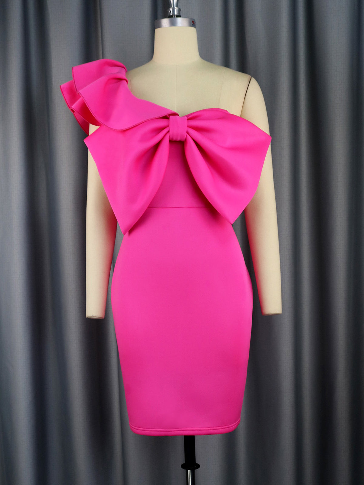 Sexy One-shoulder Ruffles Bow Slim Dress