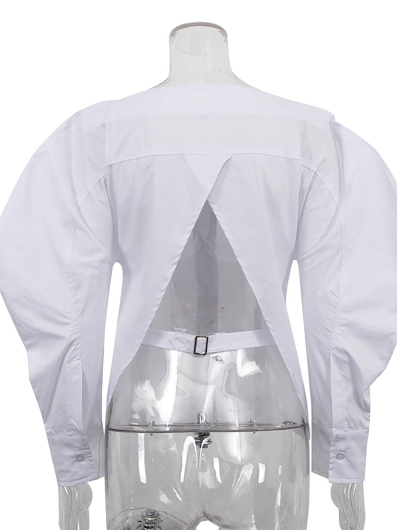Casual Off Shoulder Crossover Backless Classic Shirt