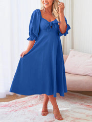 Fashion Lantern Sleeve Slim Midi Dress