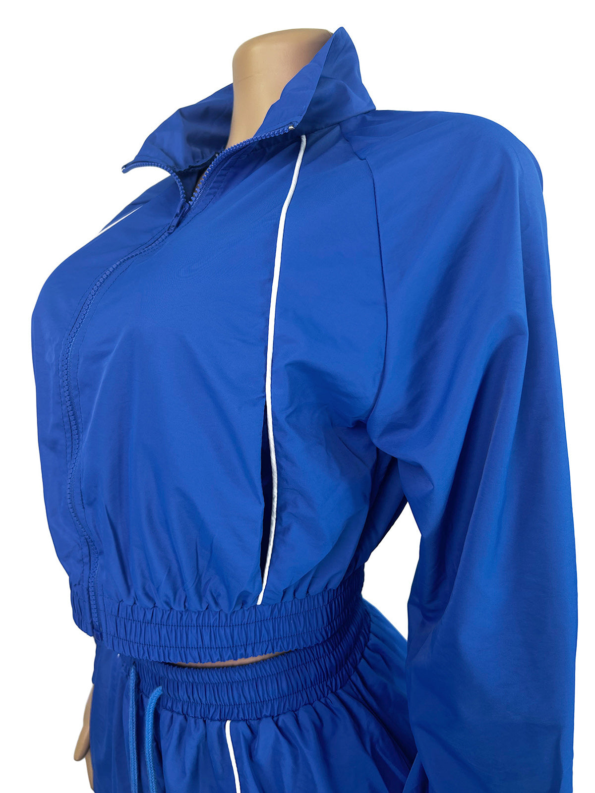 Striped Patchwork Zipper Top and Sweatpants Casual Set