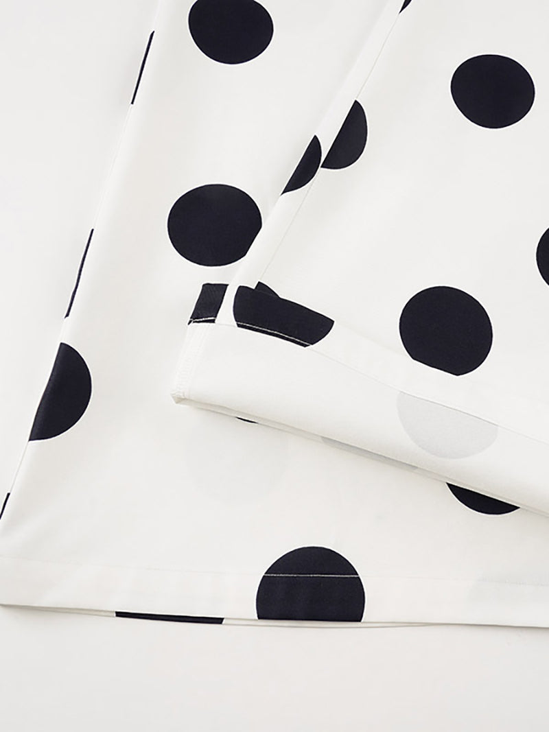 Casual Polka Dot Print Flared Trousers