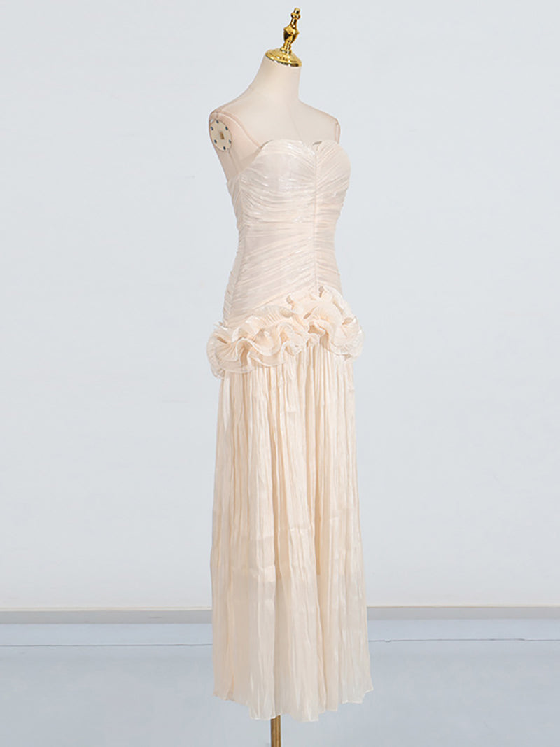 Fashion Strapless Ruffle Slim Maxi Dress