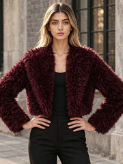 Faux Fur Collar Cropped Jacket-boutique