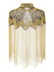 Sequin Beaded Fringe Evening Cape-boutique