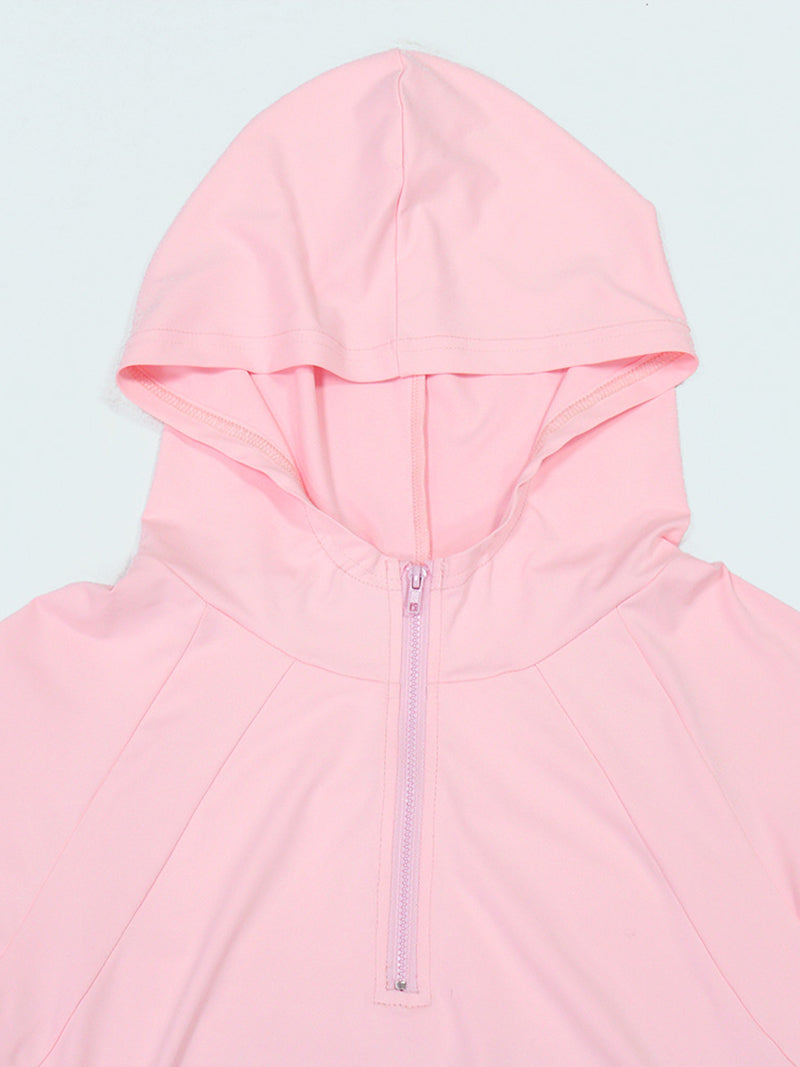 Casual Pocket Zipper Hooded Pleated Skirt Sets