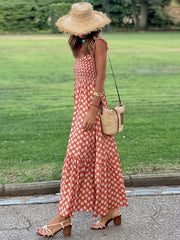 Casual Print Spaghetti Strap Square Neck Maxi Dress