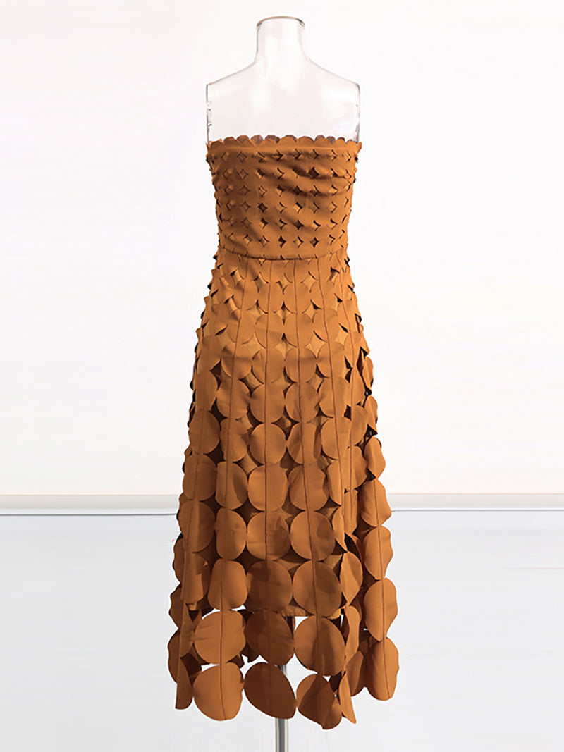 Sexy Strapless Circle Hollow out Maxi Dress