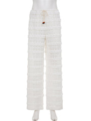 Casual Ruffle Straight Leg Cover Up Pants