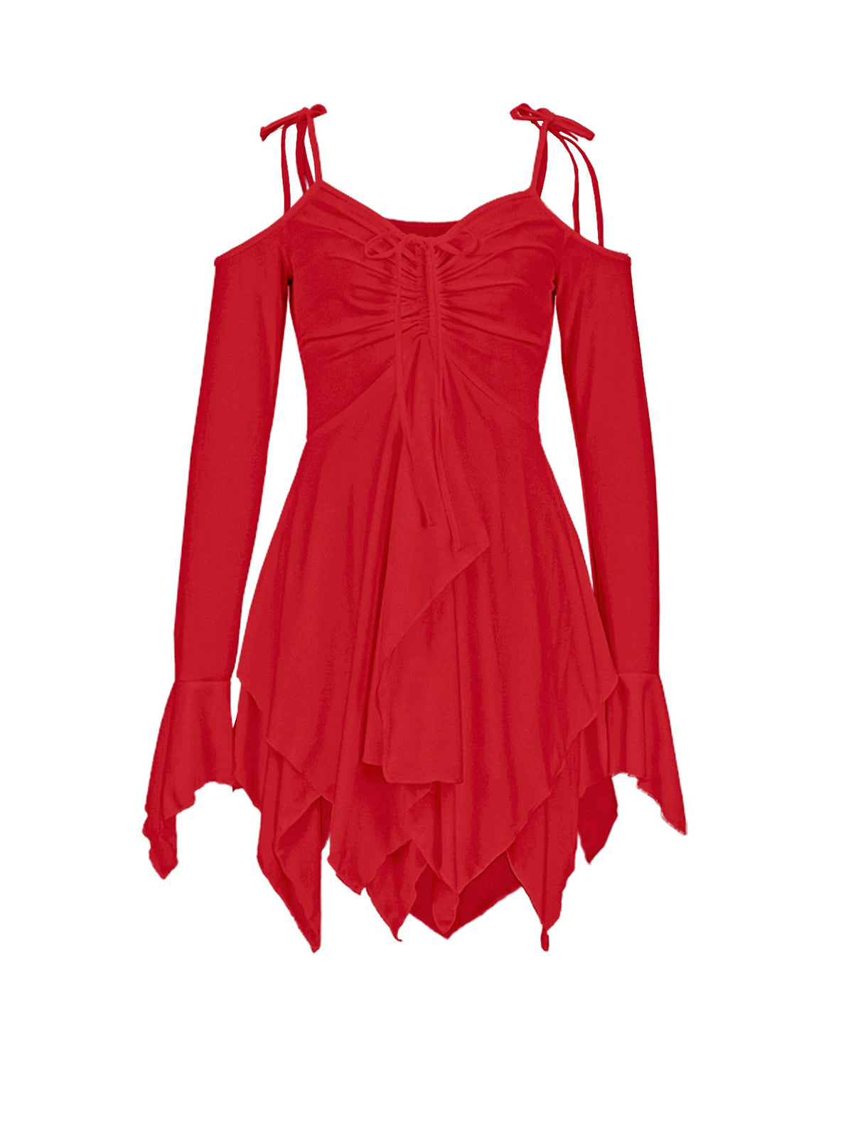 Spaghetti Strap Ruffle Irregular Hem Dress