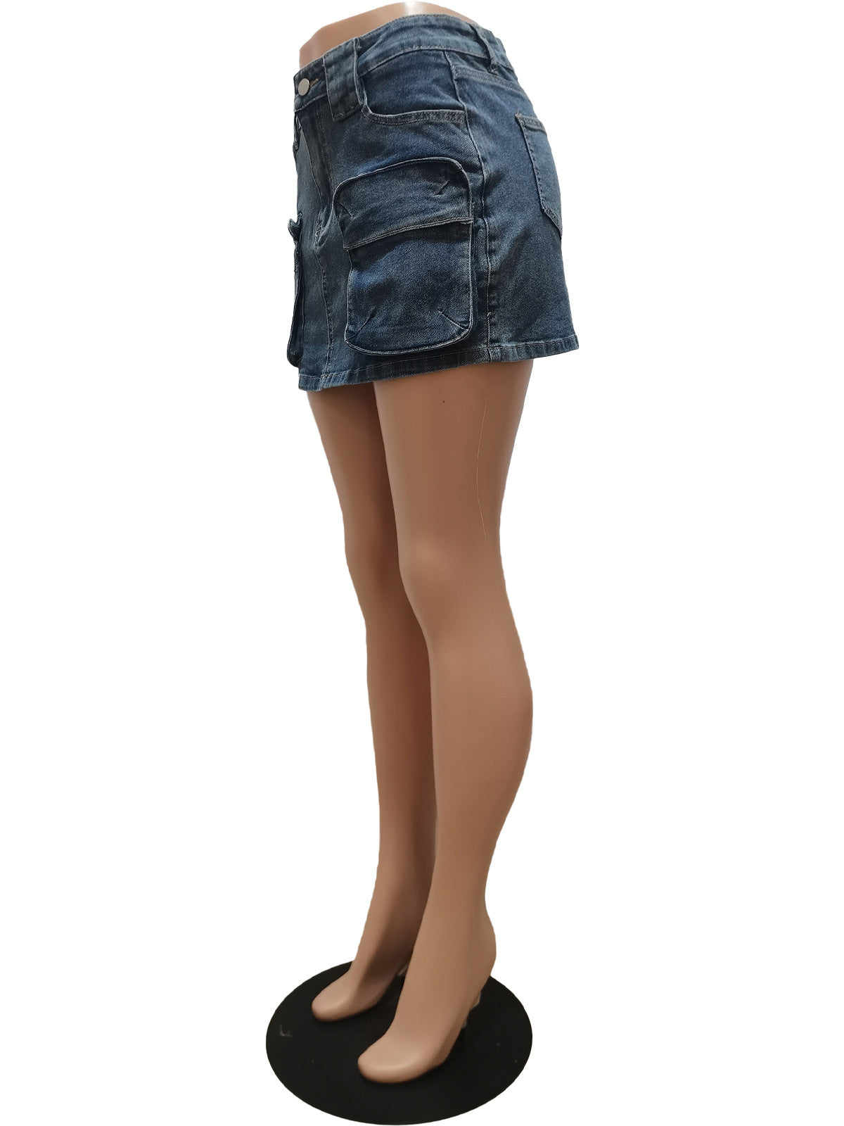 Sexy Street Low Waist Denim Mini Cargo Skirt