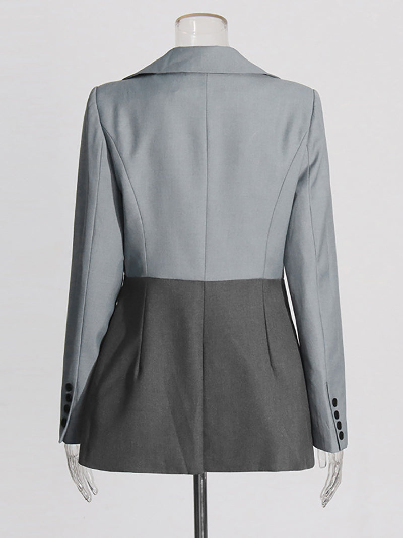 Two-Tone Tailored Notched Lapels Blazer