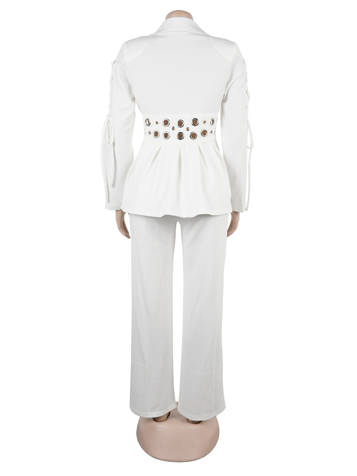 Elegant Hole Patchwork Slim Blazer and Pants Suit