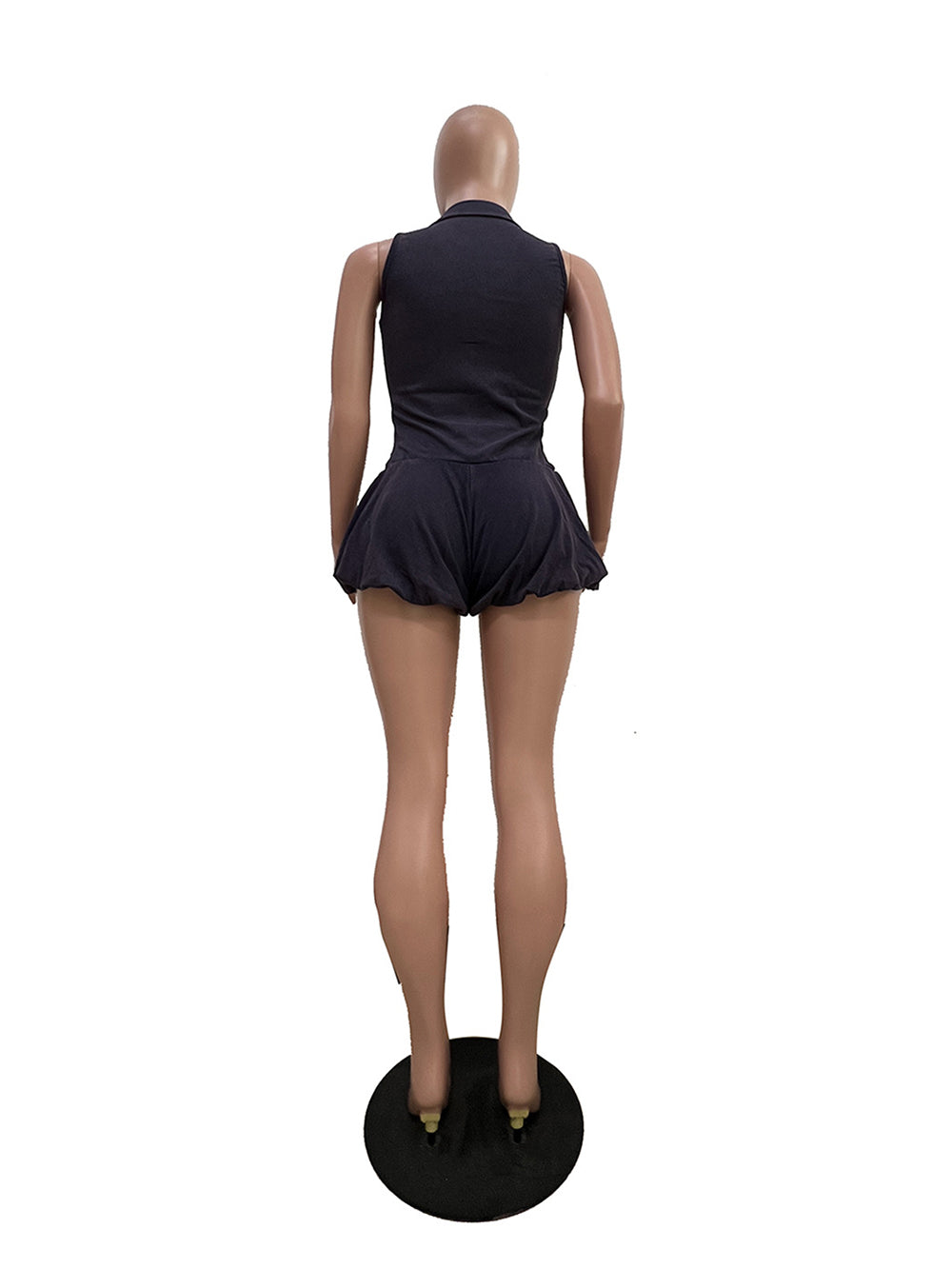 Casual Zipper Sleeveless Bubble Romper